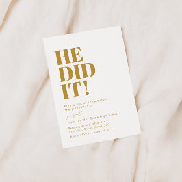 Han gjorde det! Mall för inbjudan till studentfest