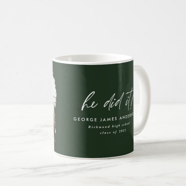 Han gjorde det moderna fotot av studenten grönt kaffemugg (Framsida höger)