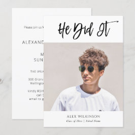 Han gjorde det moderna kallgrafifoto Studenten Inbjudningar