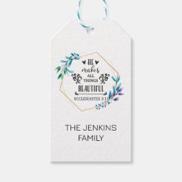 Han gör Sak vackert. Presentetikett