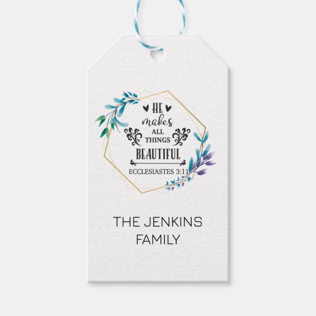 Han gör Sak vackert. Presentetikett (Framsidan)