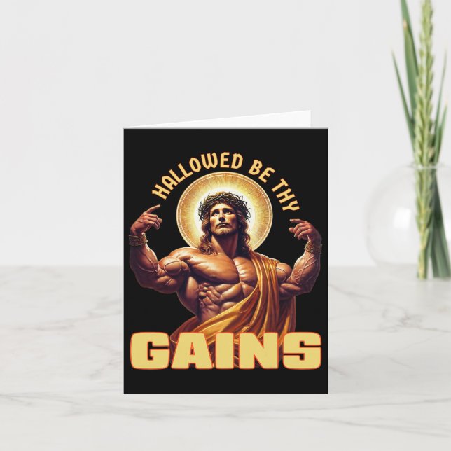 Han hade varit de Gains Funny Gym Jesus Bodybuildi Kort (Framsida)
