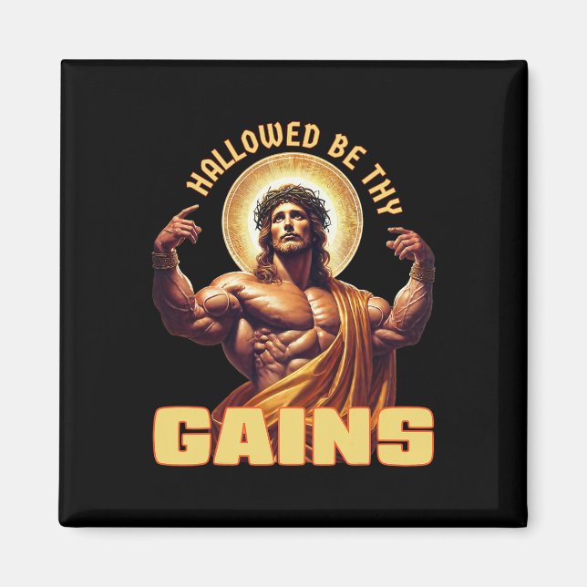 Han hade varit de Gains Funny Gym Jesus Bodybuildi Magnet (Framsidan)