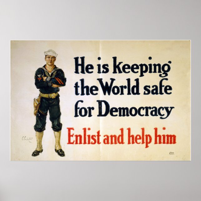 Han håller världen Säker för demokrati Poster (Framsidan)