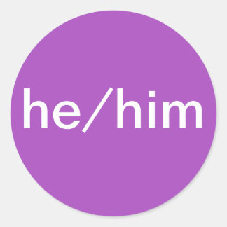 Han/han Pronoun Sticker för namn Runt Klistermärke