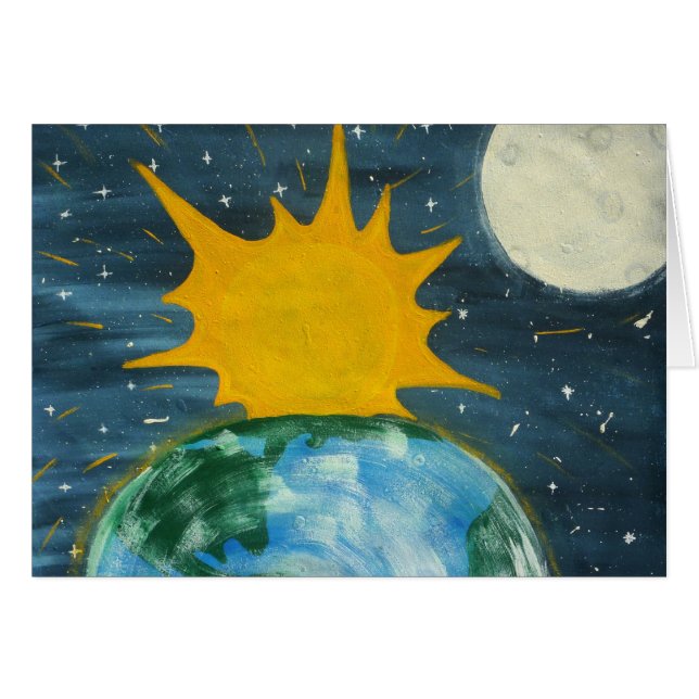 Han hängde solen & månen hälsningskort (Framsidan Horizontal)