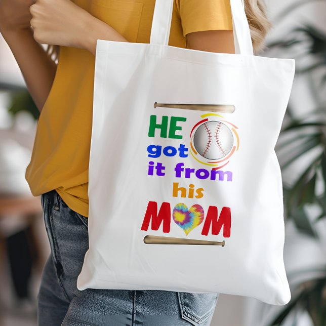 Han Har den från Mamma, Baseball Mamma Sports Tygkasse (He Got It From His Mom Tote Bag)