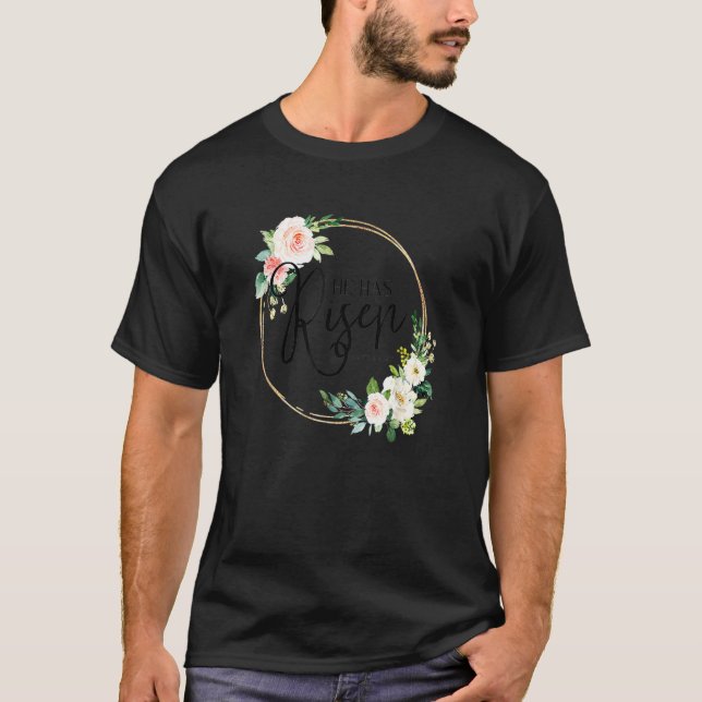 Han har rest Matthew 286 Flora Christian Påsk Da T Shirt (Framsida)