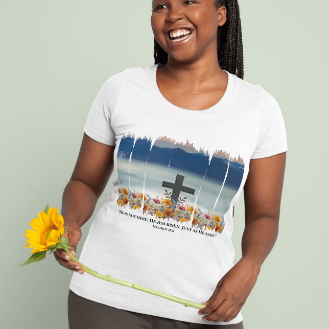 Han har rest Påsk Christian Brushstroke T Shirt (Skapare uppladdad)