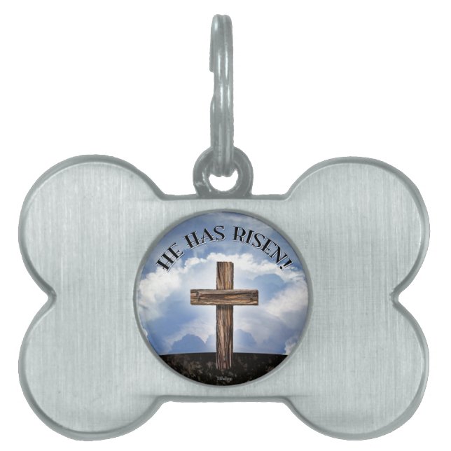 Han har uppstigen kraftfullkorhimmel namnbricka husdjur (Framsidan)