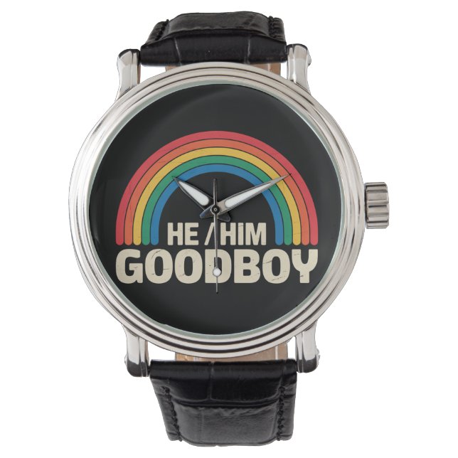 Han Him Bra Pojke Regnbåge HBTQ HBTQ Pride Stöd Armbandsur (Framsida)