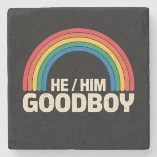 Han Him Bra Pojke Regnbåge HBTQ HBTQ Pride Stöd Stenunderlägg
