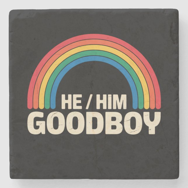 Han Him Bra Pojke Regnbåge HBTQ HBTQ Pride Stöd Stenunderlägg (Framsidan)