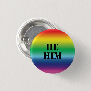 Han, Him, Pronouns Lgbtq Lgbt Rainbow Färger Knapp