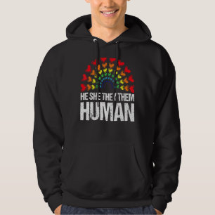 Han hon de humana Lgbtq Gay pride Heart Raibo Hoodie
