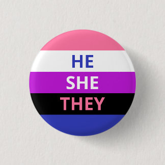 Han/hon/de Pronouns Genderfluid Flagga Badge Knapp