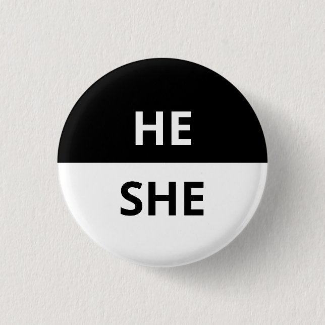 Han/hon Pronouns Black & White Badge Knapp (Framsida)