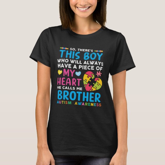 Han kallar mig Brother Autism Awaren T Shirt (Framsida)