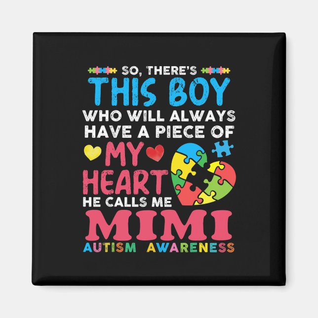 Han kallar mig Mimi Autism Awareness Magnet (Framsidan)
