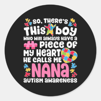 Han kallar mig Nana Autism Awareness Runt Klistermärke
