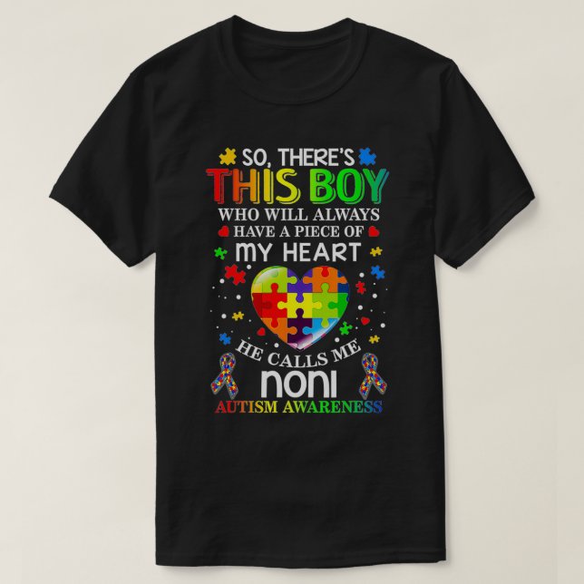 Han kallar mig Noni Autism Awareness T Shirt (Design framsida)