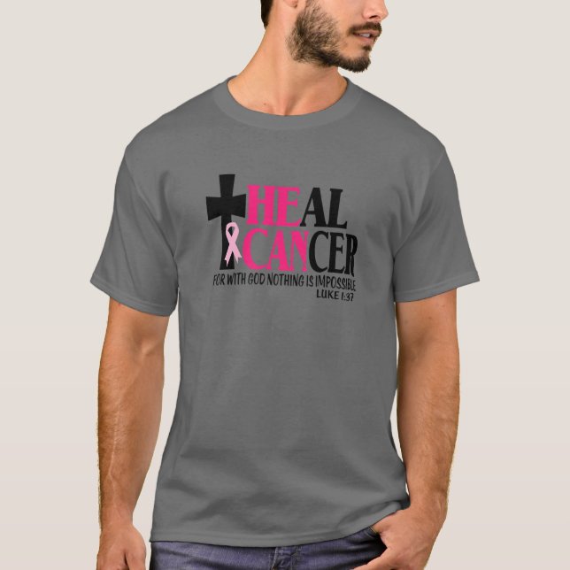 Han kan läka Cancer Jesus Kor Christian Breast Ca T Shirt (Framsida)