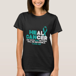 Han kan läka generalen för ovarians cancermedvetan t shirt