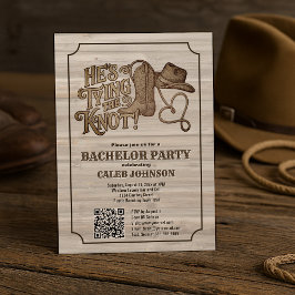 Han knyter knuten Cowboy Sängkammarparty QR-kod Inbjudningar