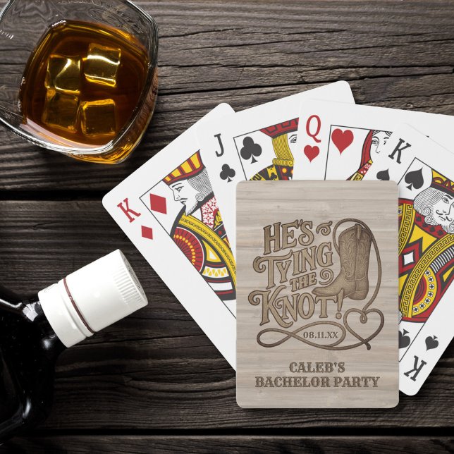 Han knyter knuten - Rustik Cowboy Svärmannafest Casinokort (Skapare uppladdad)