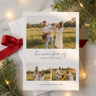 Han Kom För Oss Religiös Familj 3 Foto Jul Julkort