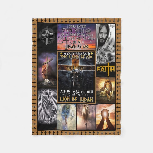 Han kom som lamm Guds Lejona lampa i Judah Fleecefilt (Framsidan)