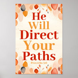 Han kommer att styra din väg Boho Christian Wall A Poster