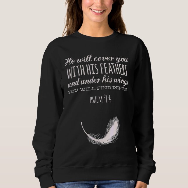 Han kommer att täcka dig med sina väktarfjädrar. t shirt (Framsida)