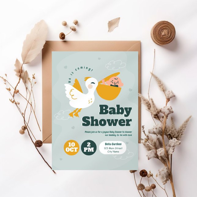 Han kommer! Inbjudan till babyvisningsprogram (Skapare uppladdad)