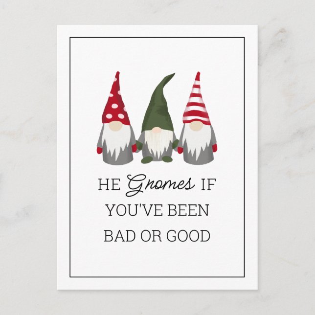 Han kommer om du har varit dålig eller Bra jul Helg Vykort (Framsida)