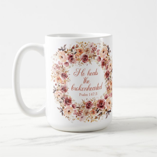 Han läker de hjärtekrossade höstblommor  kaffemugg (Vänster)