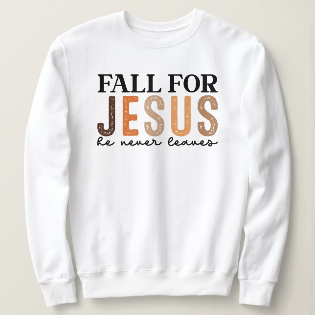 Han Lämnar aldrig för Jesus - Christian Fall T Shirt (Design framsida)