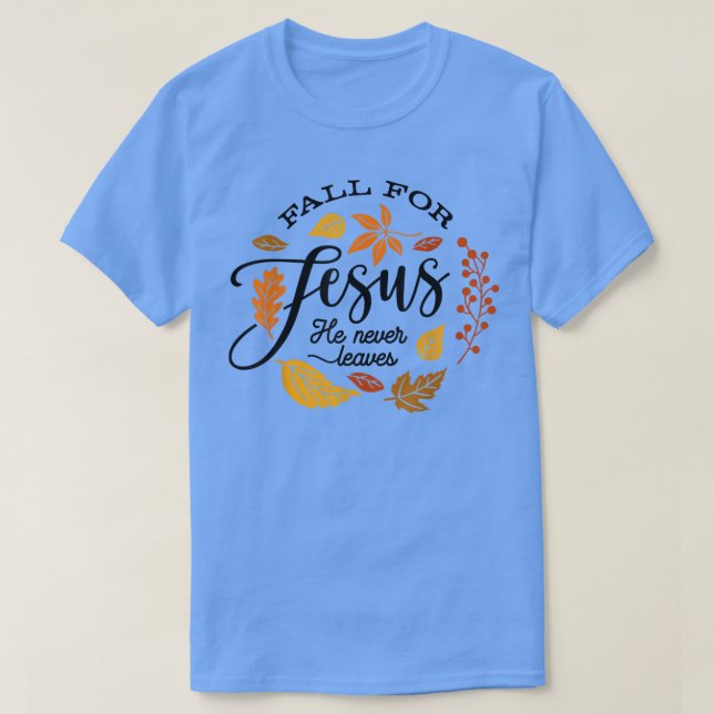 Han Lämnar aldrig hösten Höst löv T Shirt (Design framsida)