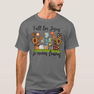 Han Lämnar aldrig kristet kristet kristet höst T Shirt