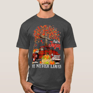 Han Lämnar aldrig Pumpkin Lastbil tack T Shirt