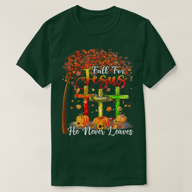 Han Lämnar aldrig Pumpkin Thanksgiin T Shirt (Design framsida)