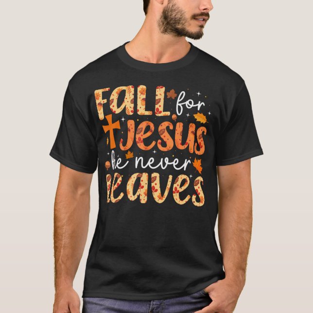 Han Lämnar aldrig Retro hösten tack T Shirt (Framsida)
