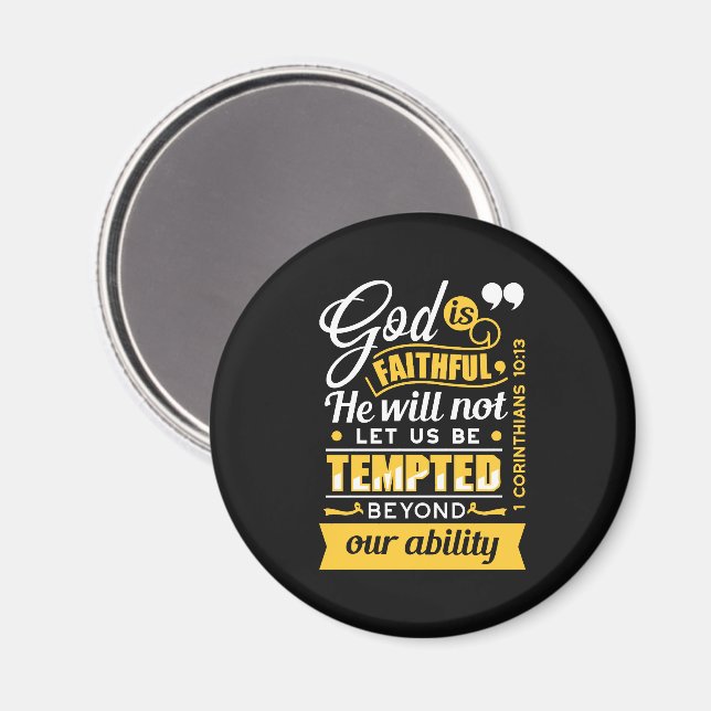 Han låter dig inte frestas – Bibelvers Magnet (Front/Back)