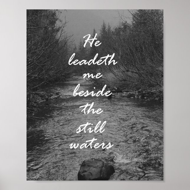 Han leder mig bredvid stilla Vatten Bible Verse Poster (Framsidan)