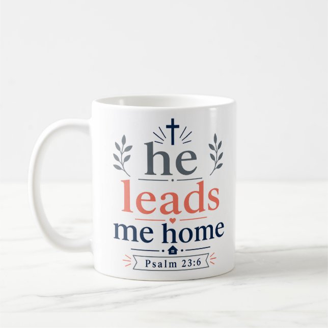 Han leder mig hem Inspirerande bibel löfte Kaffemugg (Vänster)