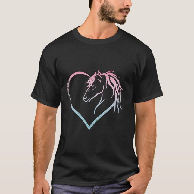 Han Med Hästhuvud För Ridning Häst T Shirt (Framsida)