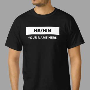 Han Pronouns Black and White T Shirt