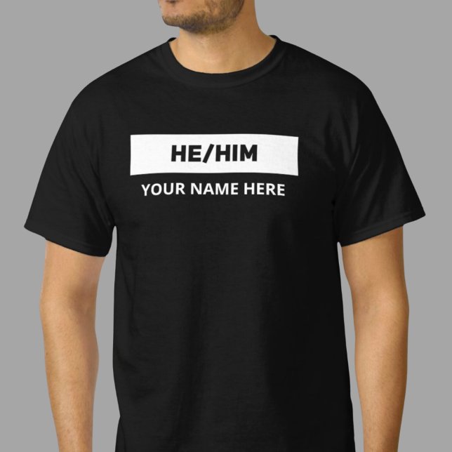 Han Pronouns Black and White T Shirt (Skapare uppladdad)