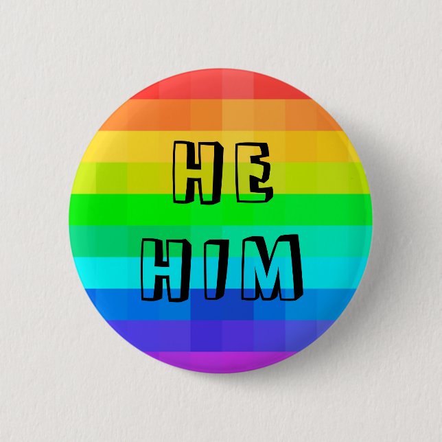 Han Pronouns HGBTQ Regnbågsknapp Knapp (Framsida)