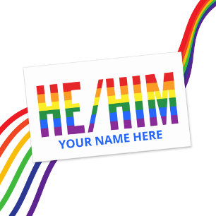 Han Pronouns i HBT TQ Rainbow Pride Rand Rektangulärt Klistermärke